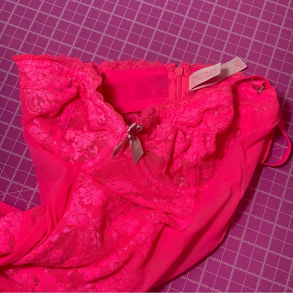 Neon Pink Very Sexy Victoria’s Secret Gartered Slipdress - Picture 2 of 11